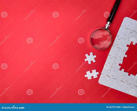 Magnifying Glass Searching Missing Puzzle Stock Photo - Image of ...