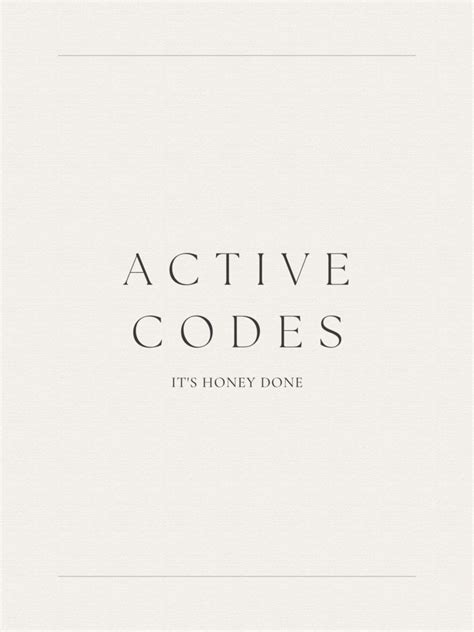 Active Codes - It's Honey Done