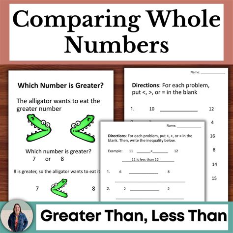 Comparing Whole Numbers Review and Practice Greater Than Less Than ...