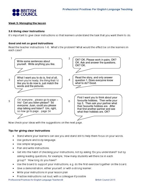 Giving Clear Concise Instructions | PDF | Question | Language Education