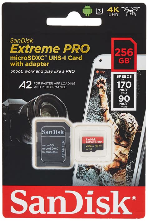 SanDisk Extreme Pro Micro SDXC UHS-I U3 A2 V30 Memory Card (256GB) for ...