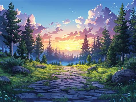 Pixelated Forest Landscape for an Indie Game Scene Trees and Wildlife ...