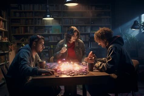 Group of friends enjoying a board game night in Generative ai | Premium ...