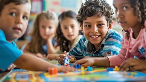 Diverse group of children playing a board game together | Premium AI ...