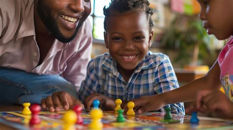 Father and children playing a board game together | Premium AI ...