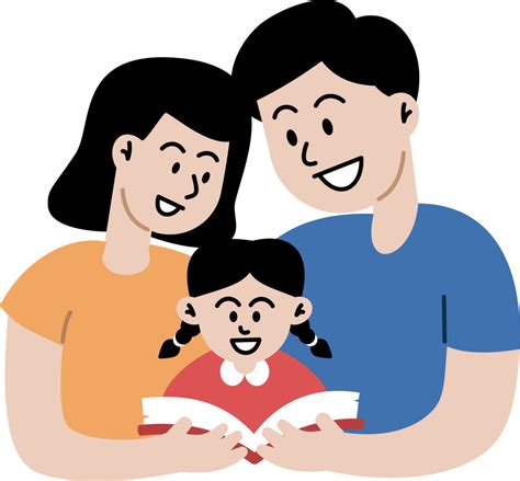 happy family with children. mother, father and kids. Cute cartoon ...