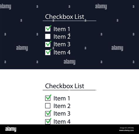 A checkbox form for the website. User interface for the website and ...