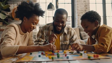 A happy family playing a board game together at home | Premium AI ...