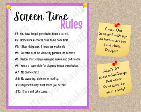 Family Rules for Screen Time. Guidelines for Kids and Teens - Etsy