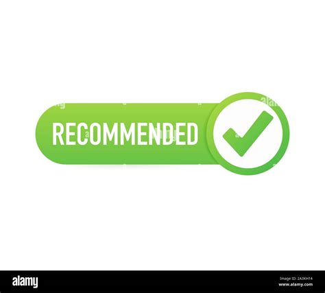 Recommend icon. White label recommended on green background. Vector ...