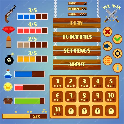 Premium Vector | Game interface elements design