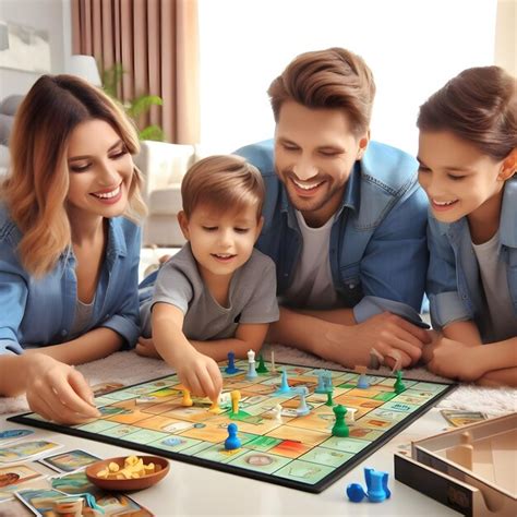 Premium Photo | Happy family playing board games at home