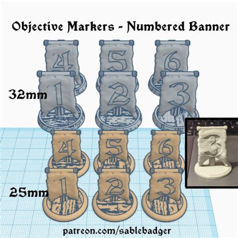 Objective Markers for Board Games Numbered 1-6, 20, 25 and 32 Mm Sizes ...