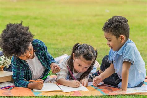 Multi Ethnic and Diverse Group of Children Playing Together in Park ...