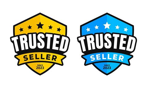 Trusted seller vector logo with shield and star isolated on white ...