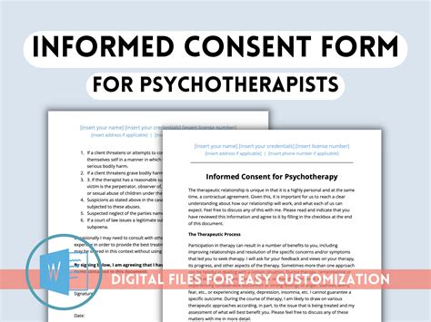 Informed Consent Form for Therapists, Counselors, Psychotherapists ...