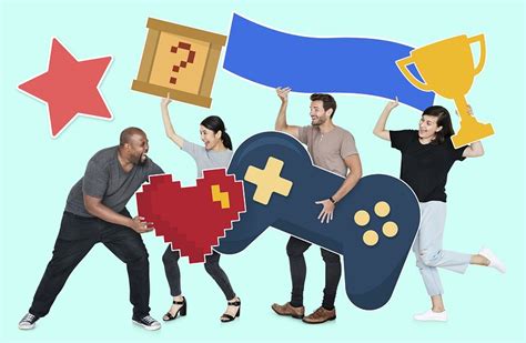 Playful diverse people holding gaming | Premium PSD - rawpixel