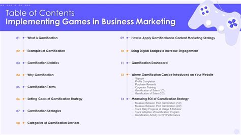 Table Of Contents Implementing Games In Business Marketing ...